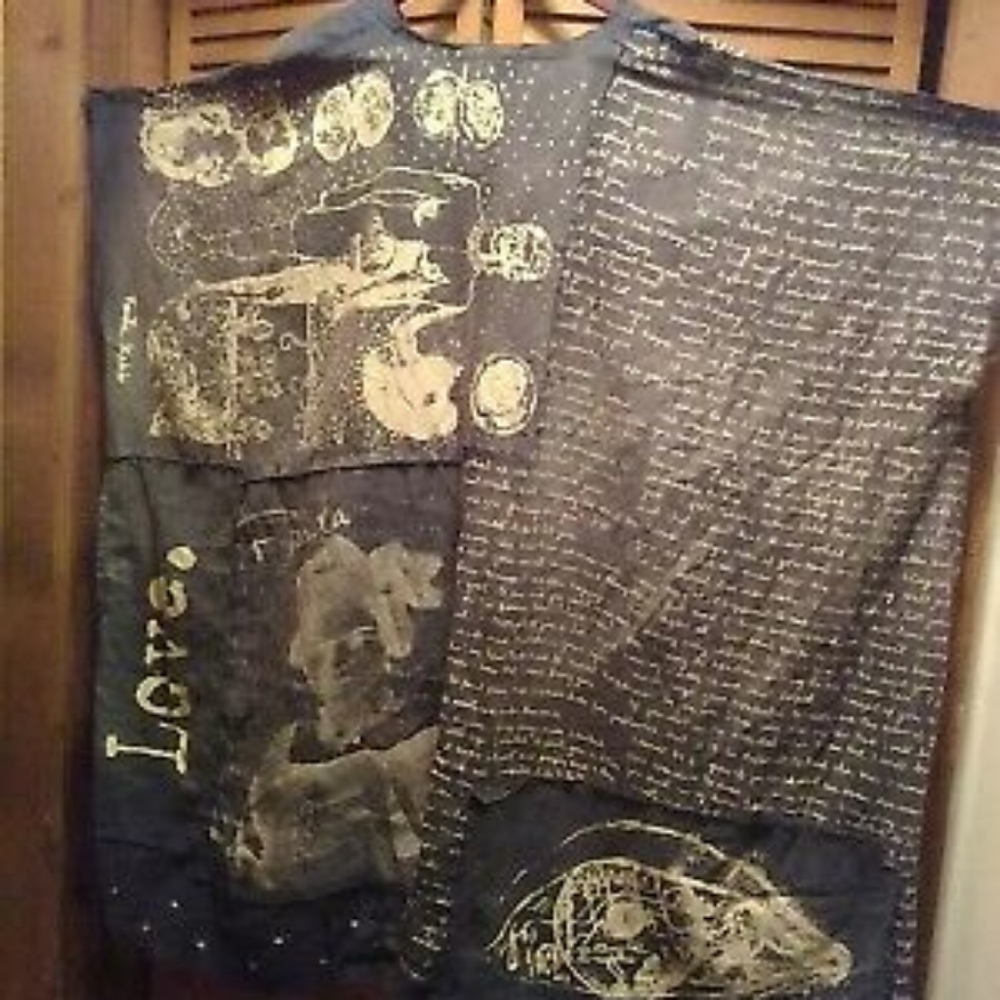 Rare Magnolia Pearl Frida Kahlo Jaya Kaftan Dress Ozzy Patchwork Artist Smock OS - Picture 12 of 17